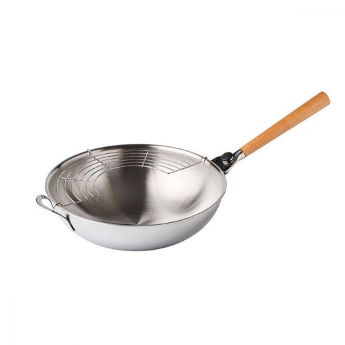 O'wok Gourmet Inox-Poignee Bois-Grille