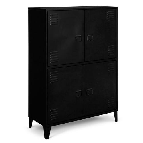 Armoire Ester 4 Portes Métal Noir Design Industriel