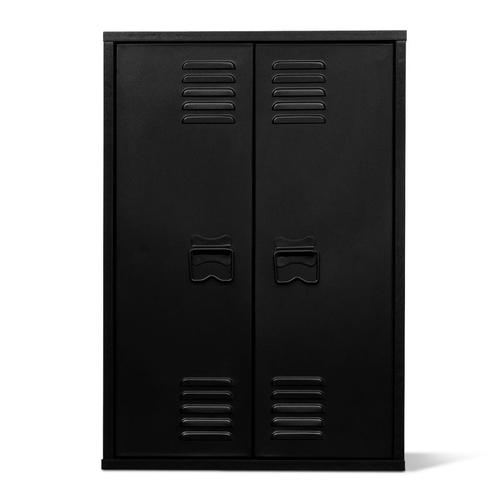 Armoire-étagère 1 porte penderie avec rangements ESTER en métal noir