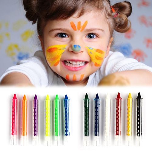 Crayons De Peinture Pour Le Visage, 6 Couleurs, Structure D'Épissure, Crayon Pour Le Corps, Noël, Maquillage De Fête, Stylo À Eau