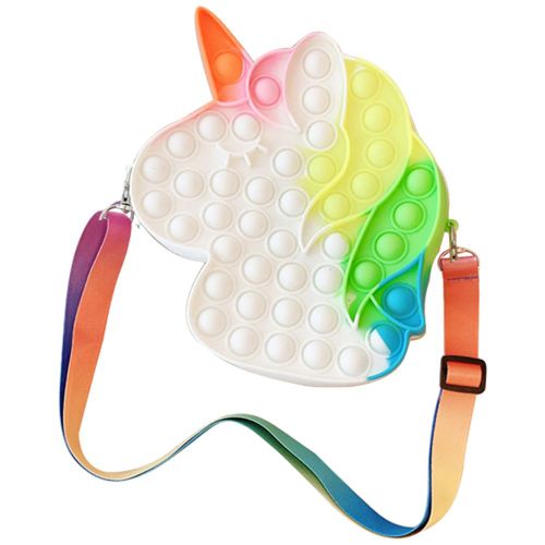 Sac Licorne Anti-Stress À Bulles, 1 Pièce, Sac De Rangement À Pression, Sac À Main De Décompression, Sac De Rangement Pour Enfants Et Adultes, Organisateur, Jouet Sensoriel À Compression Des Doigts