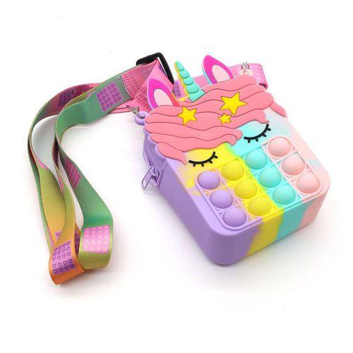 Sac De Rangement À Bulles En Silicone, Sac De Rangement De Papeterie, Sac Messager À Bulles En Silicone Pour Enfants De La Maternelle, Mignon, Soulagement Sensoriel De L'Autisme, Jouet