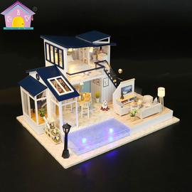 Kit De Maison De Poupée Miniature Bricolage Modèle en Bois Construction  Grande Villa avec Meubles Et Accessoires, Salon Chambre Cuisine Salle De  Bain Petite Maison Jouets pour Enfants Cadeaux D'Anni : 