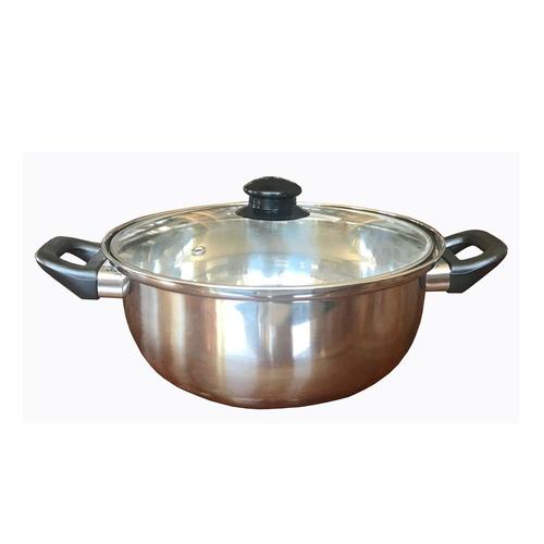 Friteuse Inox 26 Cm Avec Couvercle Verre Bouton Bakélie - Tous Feux Et Induction