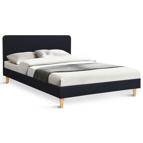 Lit Double Scandinave Balta 160 X 200 Cm Tissu Noir