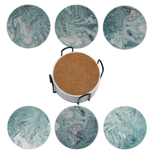 Sous-verres en céramique absorbants à motifs de marbre, tapis pour tasse de café, napperons faciles à nettoyer, rond pour thé, support de Table, 6 pièces, offre spéciale