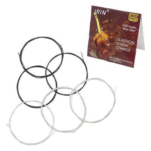 Jeu de cordes de guitare classique, 6 pièces, noyau en Nylon noir, en cuivre plaqué argent, 1er ? 6ème (. 028-043)