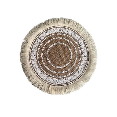 Napperon de Table en dentelle et broderie, napperon tissé, rond, antidérapant, avec motifs imprimés, Style nordique, meubles thermo-isolants