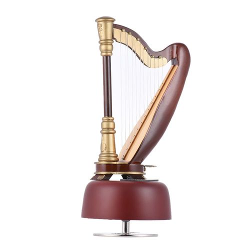 Boîte À Musique Classique, Harpe À Enrouler, Avec Base Rotative, Réplique Miniature, Cadeau Artware