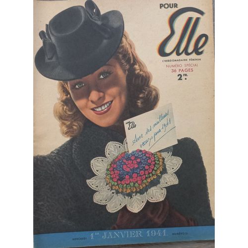 Pour Elle N° 21 Du 1 Janvier 1941 Revue Ancienne De Mode Femme