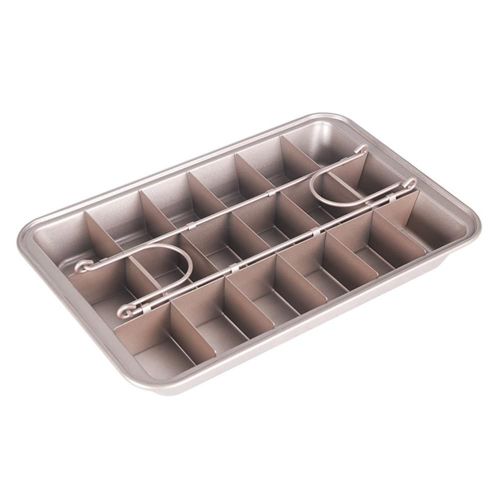 Poêle À Brownie Antiadhésive Avec Trancheur Intégré, Poêle À Brownie Divisée, En Acier À Haute Teneur En Carbone, 1 Pièce