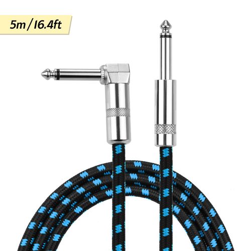câble de guitare, haute protection, gaine tressée exquise, câble Audio, Angle droit à droit, 1/4 pouces