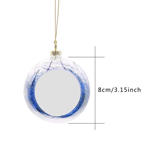 Boule de noël populaire à suspendre, 1 pièce, boule transparente en plastique à Sublimation vierge avec décoration d'arbre de noël Floc