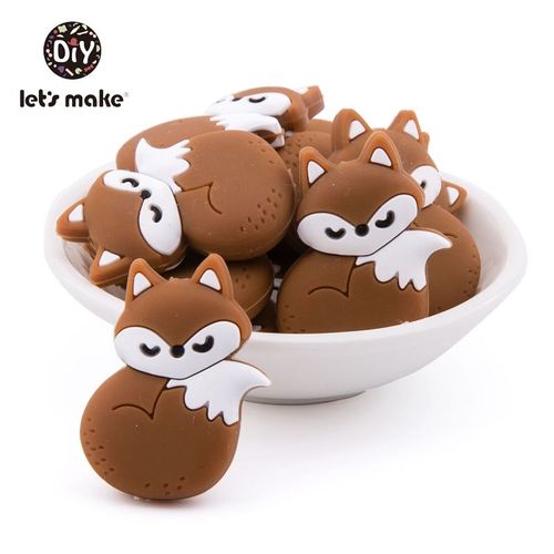 Attache Tétine En Silicone Pour Enfants, 5 Pièces, Perles De Dentition, Dessin Animé, Renard, Animaux, Diy