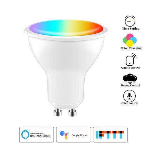 Ampoule LED Tuya Wifi Smart Gu10 4W, projecteur RGB + lampe CW, application Smart Life magique, commande vocale, fonctionne avec Alexa Google Home