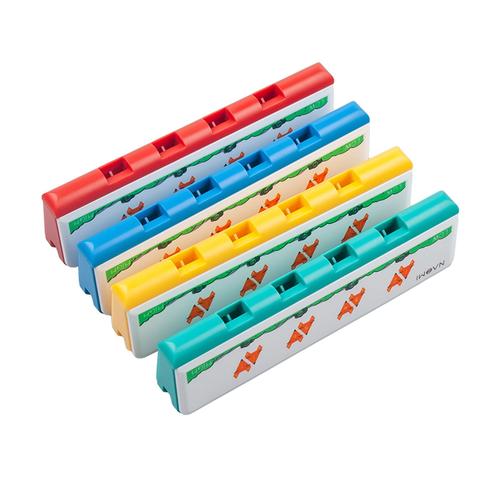 jouet d'harmonica diatonique en plastique pour enfants, avec 4 trous, 8 Notes, Instrument de musique, pour garçons et filles, 4 pièces