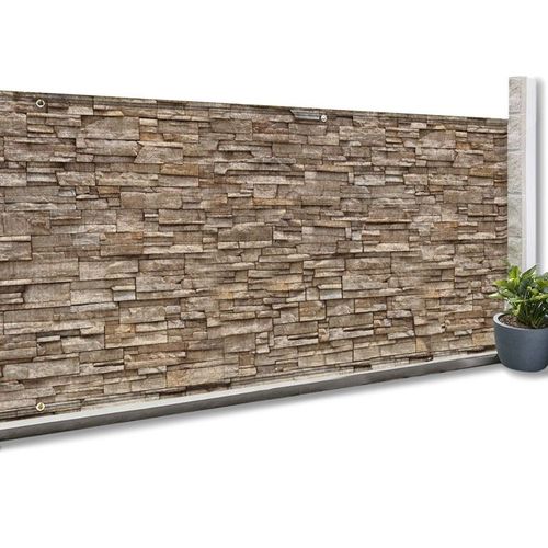 Brise Vue Occultant 1,2 X 10 M Motif Pierre 160 Gr/M²