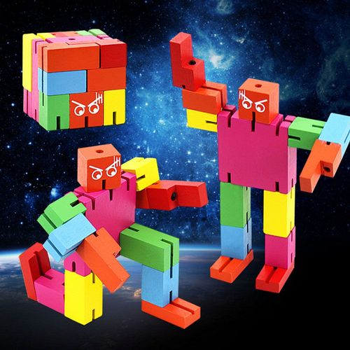Nouveau Puzzle En Bois Robot Graffiti Cubes Magiques Pliants, Divertissement Pour Enfants, Offre Spéciale Jouets Colorés
