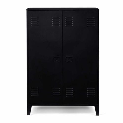 Armoire Basse Ester 2 Portes Métal Noir Design Industriel