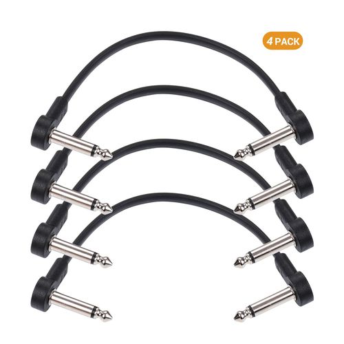 Câble Audio pour guitare, pédale d'effet, câbles de raccordement à tête plate avec connecteurs à Angle droit de 1/4 pouces, Kit de 3/ 4 /6 paquets