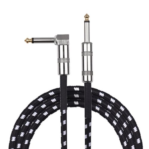 câble de guitare électrique basse pour Instrument de musique, cordon droit à Angle droit, prise noire et blanche, veste tissée 6 mètres/3 mètres