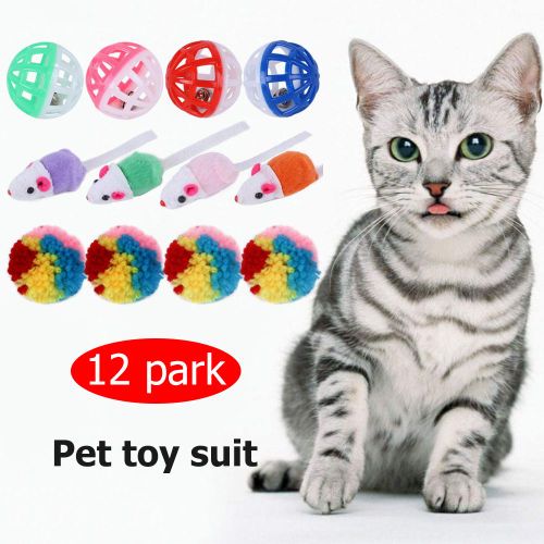 Kit De Jouets Amusants Pour Animaux De Compagnie, 12 Pièces, Formation, Animal De Compagnie, Chien, Souris, Cloche, Balles, Chaton, Jouets Interactifs, Fournitures Pour Animaux De Compagnie