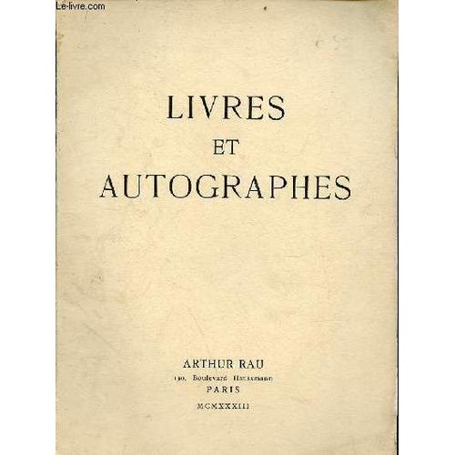 Catalogue Iii Décembre 1933 Livres Et Autographes Arthur Rau.