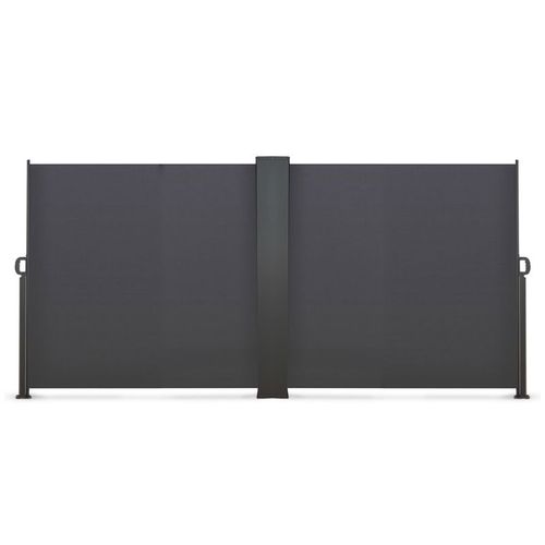 Paravent ext?rieur r?tractable double 180 x 800 CM gris anthracite store lat?ral