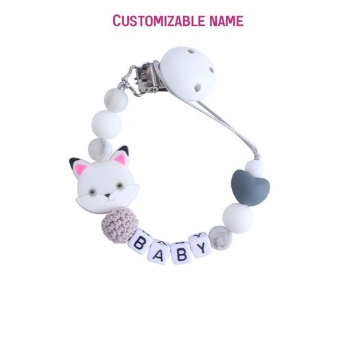 Attache Tétine Personnalisable Avec Lettre Chat, Clips, Chaîne, Corde, Anneau De Dentition, Pendentifs Pour Bébé, Laisse À Mâcher, Porte Mamelon, Cadeau