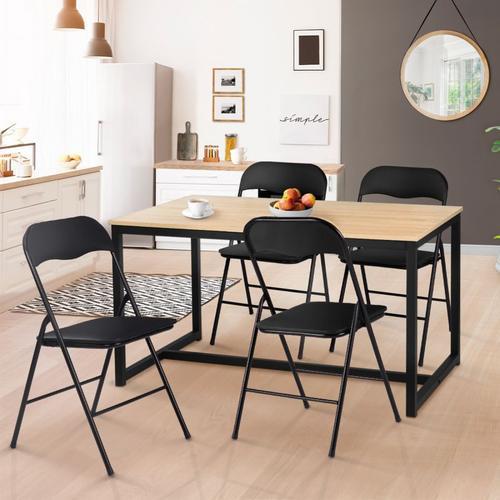 Lot De 4 Chaises Pliantes Kity Noires En Pu