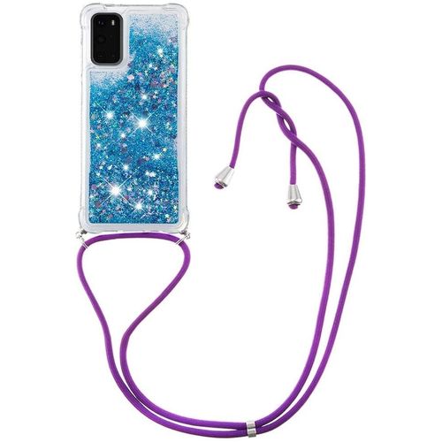 Pour Samsung S10e Coque, Bling Liquide Paillette Antichoc Kawaii Etui Housse Avec Cordage Lanyard Case Pour Samsung Galaxy S10e. Lp Love Blue