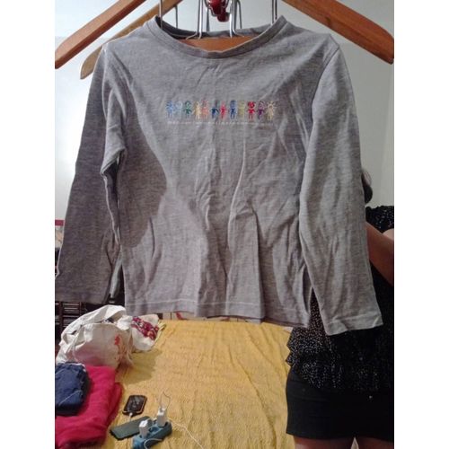 Tee Shirt Gris Motifs Colorés 4 Ans Okaïdi.
