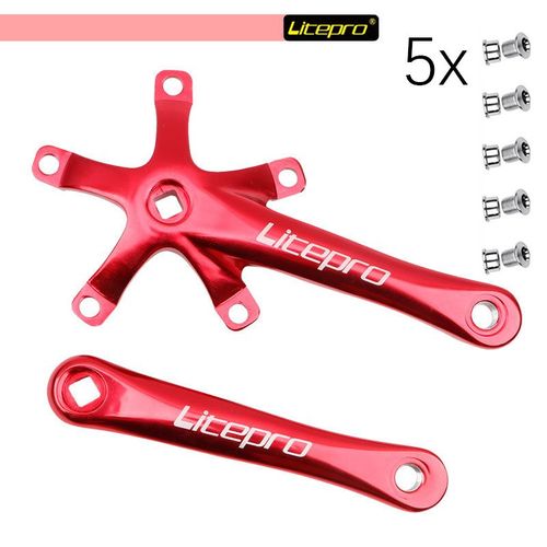 Seulement La Manivelle Rouge - Jeu De Manivelles 130 Bcd Pour Vélo Pliant Bmx, Vitesse Unique 130bcd, Dents 1x Pédalier De Vtt