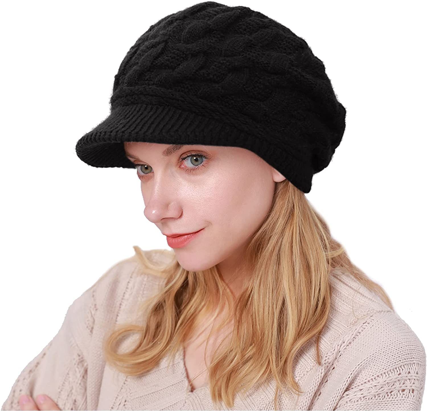 Casquette Femme Hiver Béret Chapeau d'hiver Bonnet Tricoté Chaud