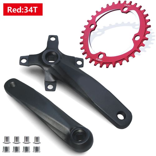 152mm - 34t Crankset Rouge - Pédalier À Trous Carrés Pour Vélo,Pignon Étroit Et Large