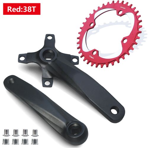 170mm - 38t Crankset Rouge - Pédalier À Trous Carrés Pour Vélo,Pignon Étroit Et Large