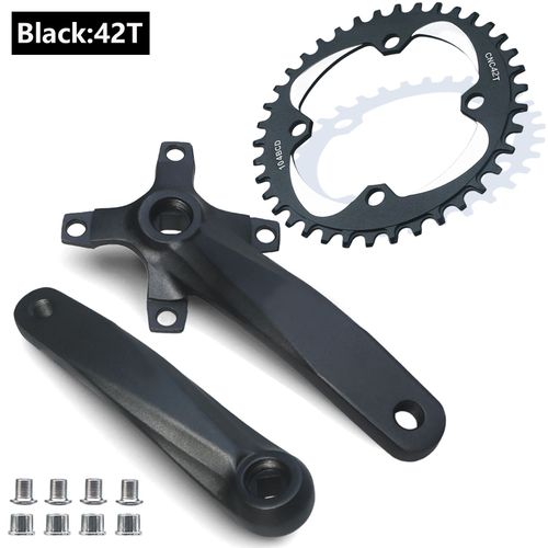 165mm - 42t Crankset Noir - Pédalier À Trous Carrés Pour Vélo,Pignon Étroit Et Large