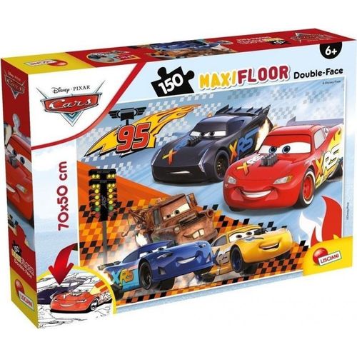 Lisciani Maxi Puzzle Pour Enfants A Partir De 6 Ans 150 Pi Ces 2 En 1 Double Face Recto Verso Avec Le Dos Colorier - Disney Cars - 91805