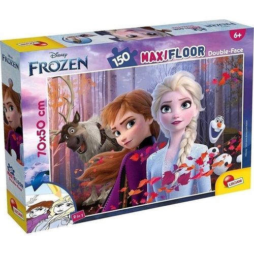 Lisciani Maxi Puzzle Pour Enfants A Partir De 6 Ans 150 Pi Ces 2 En 1 Double Face Recto Verso Avec Le Dos Colorier - Disney Frozen Reine Des Neiges - 91799