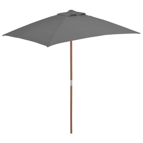 Parasol Avec Mât En Bois 150 X 200 Cm Anthracite Helloshop26 02_0008109