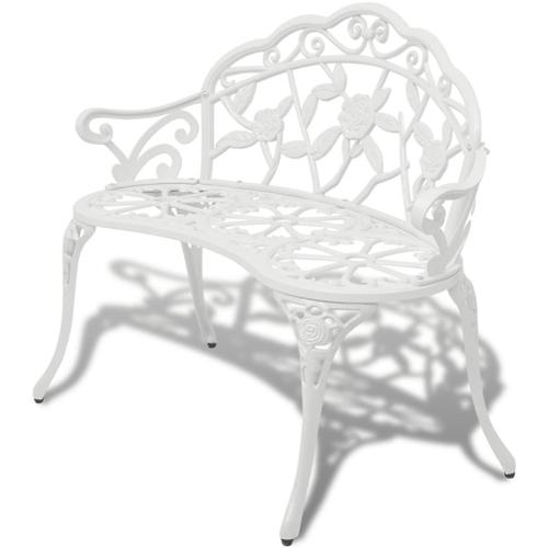 Banc De Jardin Meuble De Patio D'extérieur Terrasse 100 X 54 X 80 Cm Aluminium Coulé Blanc Helloshop26 02_0011141