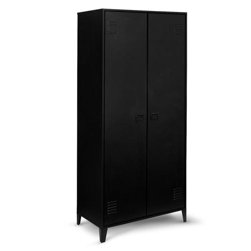 Armoire Vestiaire Penderie Ester 2 Portes Métal Noir Design Industriel