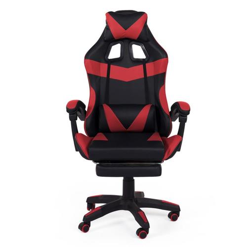 Fauteuil De Gaming Alex Réglable Avec Repose-Pied, Coussin De Tête Et Coussin Lombaire Noir Et Rouge