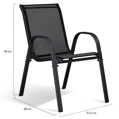 Lot De 4 Chaises De Jardin Lyma Métal Et Textilène Empilables Noires