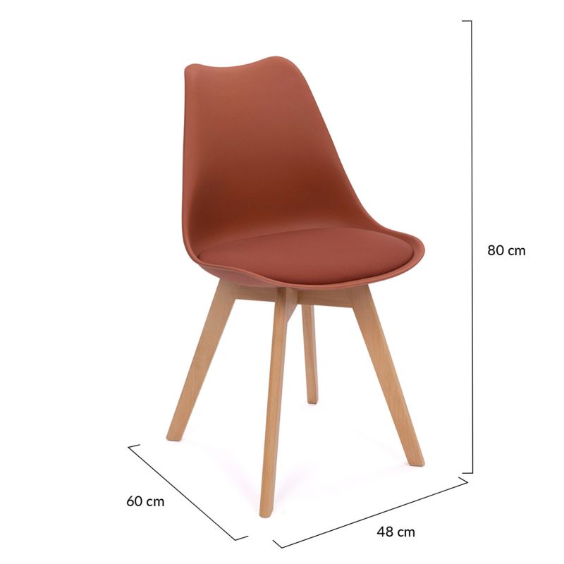 Chaises scandinaves terracotta, gris, beige - Lot de 4 - SARA