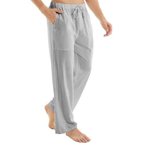 Hommes Long Lin Coton Pullover Pantalons L¿¿Gers Pantalons D¿¿Contract¿¿S Pantalons En Lin D¿¿Contract¿¿S Avec Poches Droites Pantalons De Plage De Vacances Pantalons D'¿¿T¿¿ Normaux Pour Hommes