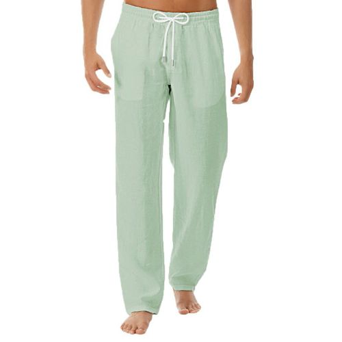 Pantalon En Lin Pour Homme, Pantalon D'¿¿T¿¿ En Coton, Aspect Lin, Coupe R¿¿Guli¿¿Re, Mode, Pantalon Respirant Avec Poches, Taille De Pantalon, D¿¿Contract¿¿, Short De Bain ¿¿ Jambe Droite, Pantalon D¿¿Contract¿¿ Avec Poches Lat¿¿Rales