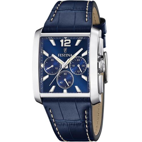 Montre Homme Festina Timeless Chronographe En Cuir Bleu