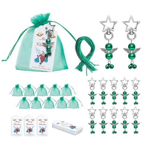 Porte clés en forme d'étoile et d'ange, étiquettes de joyeux noël, sacs à bonbons pour réception cadeau de bébé, cadeaux pour invités, décoration de fête, 20 ensembles