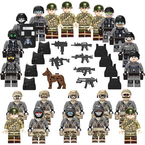22 Pièce Soldat Militaire Jouet Figurine Militaire SWAT 3 Types de Figurine  Militaire Ensemble de Figurines Militaires Soldats Mini Blocs de  Construction Militaire Cadeau pour Enfants avec Accessoires